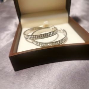 Silver bling hoops
